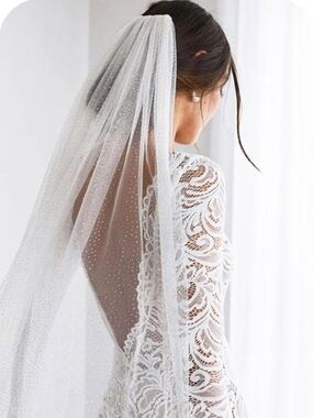 Shimmer Cathedral Length Single Tier Bridal Wedding Veil | 118" Long 59" Wide